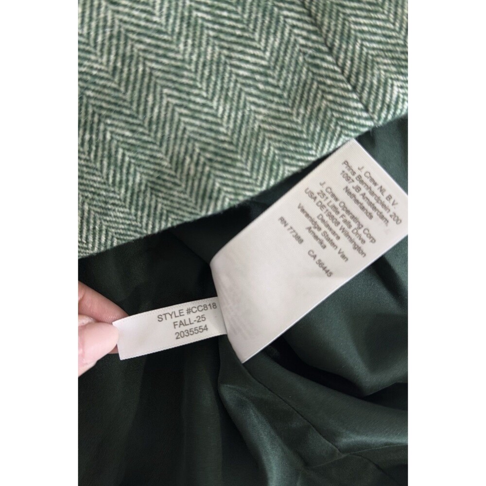 Crew Women’s 16 Green Herringbone Wool Blend Button Front Lined Vest Waistcoat - Picture 10 of 10